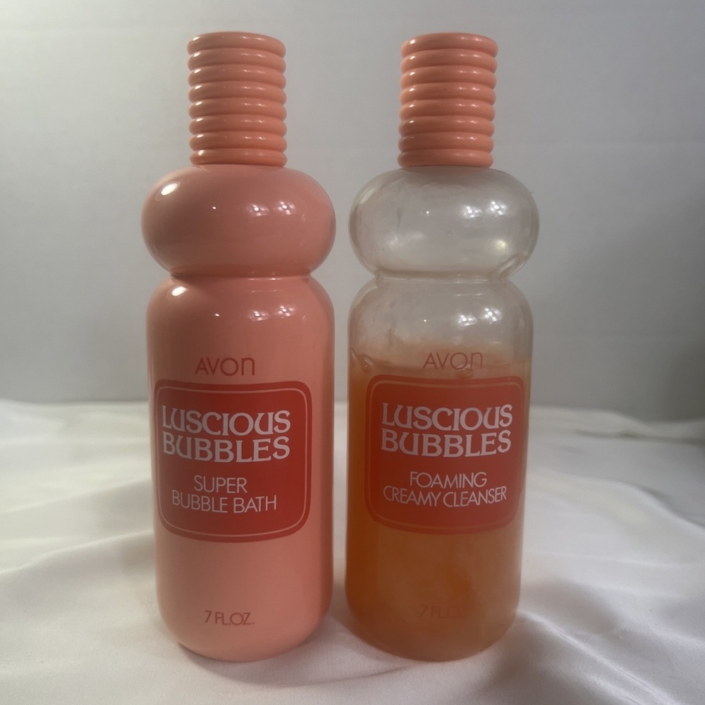 Vintage Avon Luscious Bubbles Super Bubble Bath & Foaming Creamy Cleanser 7 FL
